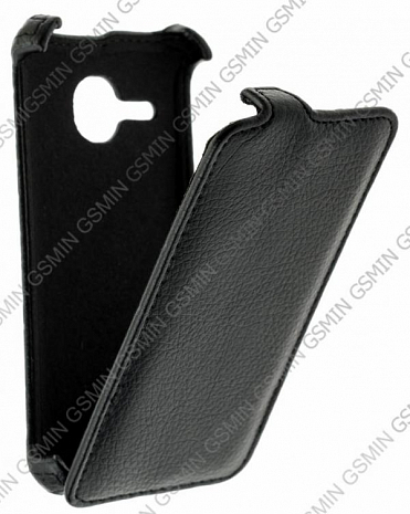 Кожаный чехол для Alcatel One Touch M'Pop / 5020D Gecko Case (Черный)