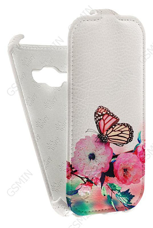 Кожаный чехол для Samsung Galaxy J1 (2016) Aksberry Protective Flip Case (Белый) (Дизайн 7/7)