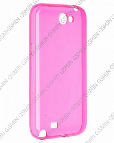 Чехол силиконовый для Samsung Galaxy Note 2 (N7100) TPU Глянцевый (Розовый)