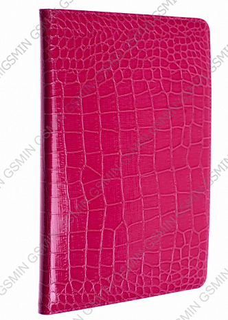 Кожаный чехол для iPad 2/3 и iPad 4 RHDS Fashion Leather Case - Crocodile glossy - Вращающийся (Малиновый)