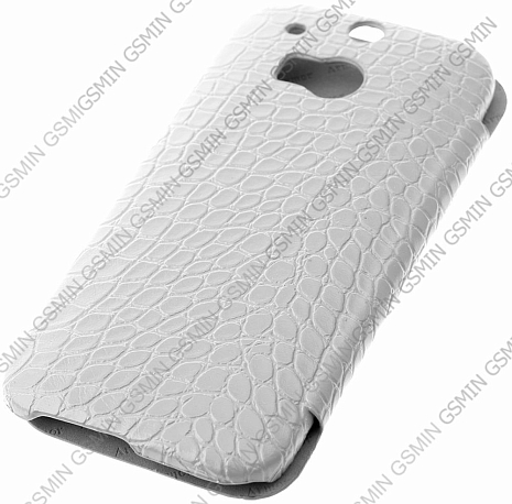    HTC One 2 M8 Armor Case - Book Type (Crocodile White)