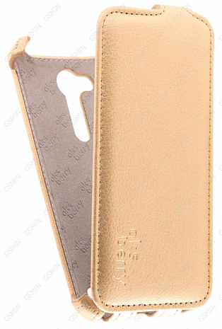 Кожаный чехол для Asus ZenFone Go ZB452KG / ZB450KL Aksberry Protective Flip Case (Золотой)