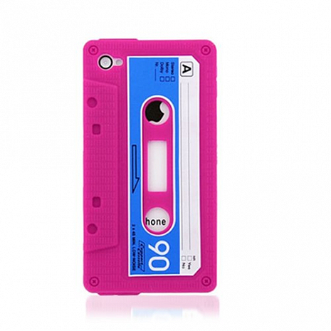 Чехол силиконовый для iPod Touch 4 Кассета (Crimson)