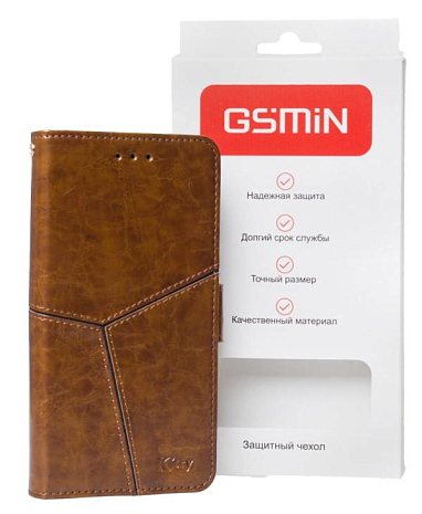 Кожаный чехол-книжка GSMIN Series Ktry для Asus Zenfone 4 Pro ZS551KL с магнитной застежкой (Коричневый)