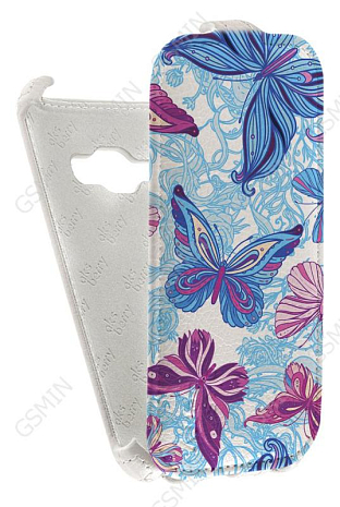 Кожаный чехол для Samsung Galaxy J1 (2016) Aksberry Protective Flip Case (Белый) (Дизайн 12/12)