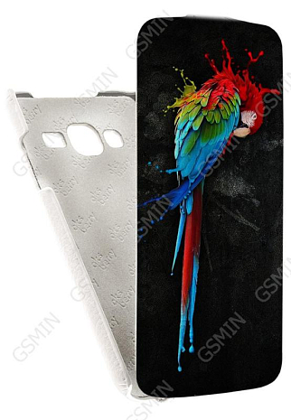 Кожаный чехол для Samsung Galaxy J3 (2016) SM-J320F/DS Aksberry Protective Flip Case (Белый) (Дизайн 152)