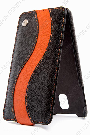    Samsung Galaxy Note 3 (N9005) Melkco Premium Leather Case - Special Edition Jacka Type (Black/Orange LC)