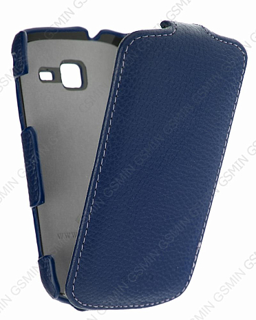 Кожаный чехол для Samsung Galaxy Trend (S7390) Sipo Premium Leather Case - V-Series (Темно-синий)