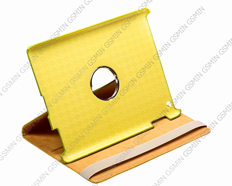 Кожаный чехол для iPad 2/3 и iPad 4 RHDS Fashion Leather Case - Crocodile glossy - Вращающийся (Желтый)
