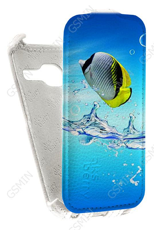 Кожаный чехол для Samsung Galaxy J1 mini (2016) Aksberry Protective Flip Case (Белый) (Дизайн 150)