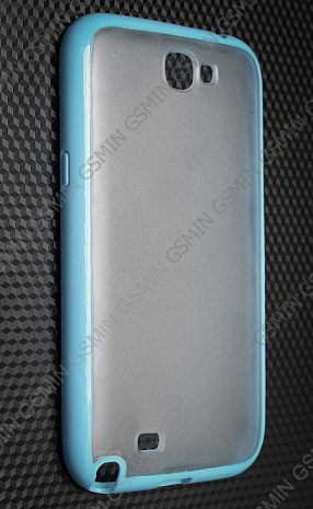 Чехол силиконовый / пластиковый для Samsung Galaxy Note 2 (N7100) Polyframe (Голубой / Матовый)