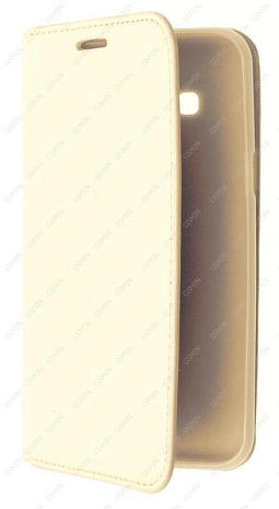 Кожаный чехол для Samsung Galaxy J3 (2016) SM-J320F/DS на магните (Золотой)