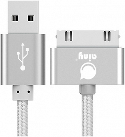 USB-кабель для Apple 30-pin Ainy тканевый (Белый)
