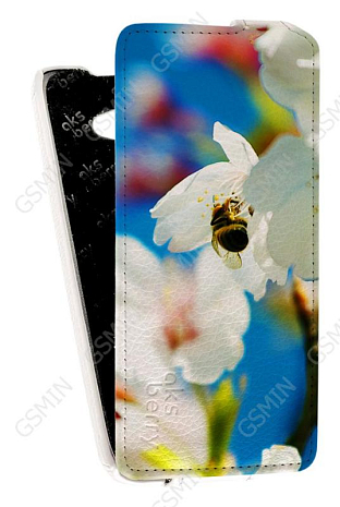 Кожаный чехол для Asus Zenfone 2 ZE500CL Aksberry Protective Flip Case (Белый) (Дизайн 173)