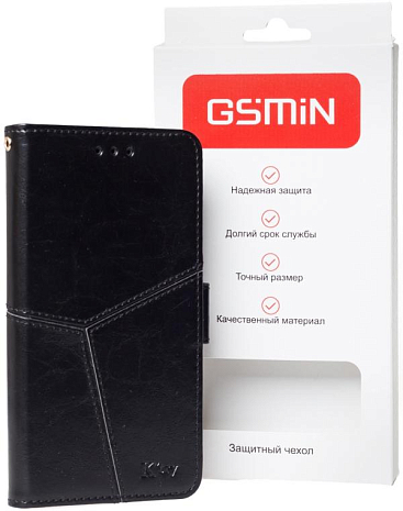 Кожаный чехол-книжка GSMIN Series Ktry для Asus Zenfone Go ZB551KL с магнитной застежкой (Черный)