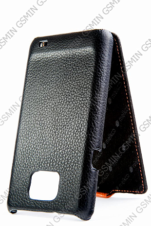 Кожаный чехол для Samsung Galaxy S2 Plus (i9105) Melkco Premium Leather Case - Special Edition Jacka Type (Black/Orange LC)