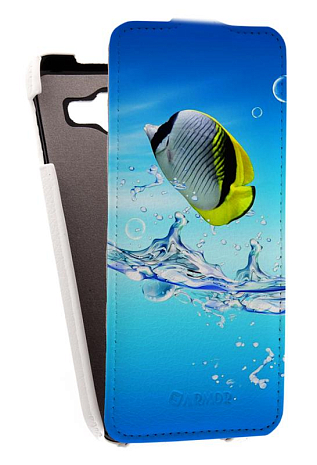Кожаный чехол для Samsung Galaxy E5 SM-E500F/DS Armor Case "Full" (Белый) (Дизайн 150)