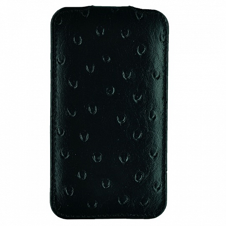    Apple iPhone 3G/3Gs Melkco Leather Case - Jacka Type (Ostrich Print Pattern - Bitumen Black)