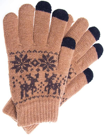 Перчатки Touch Glove для сенсорных (емкостных) экранов "Олени" (Коричневый)