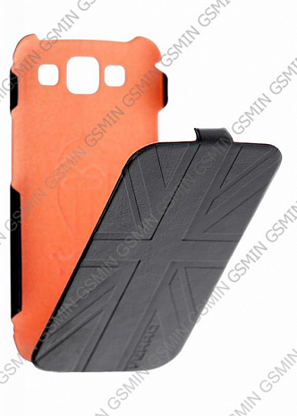 Кожаный чехол для Samsung Galaxy S3 (i9300) Ferro Ultra Slim Case (Black / Orange)