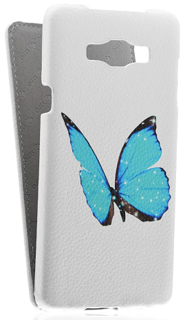 Кожаный чехол для Samsung Galaxy A7 Sipo Premium Leather Case - V-Series (Белый) (Дизайн 4)