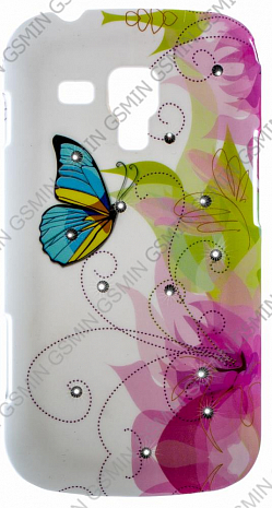 Чехол-накладка для Samsung Galaxy S Duos (S7562) С Рисунком (бабочка со стразами)