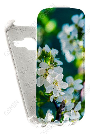 Кожаный чехол для Samsung Galaxy J1 mini (2016) Aksberry Protective Flip Case (Белый) (Дизайн 42)
