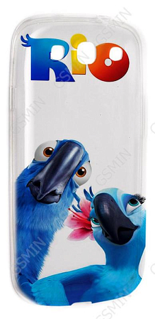 Чехол силиконовый для Samsung Galaxy S3 (i9300) TPU (Прозрачный) (Дизайн 17)