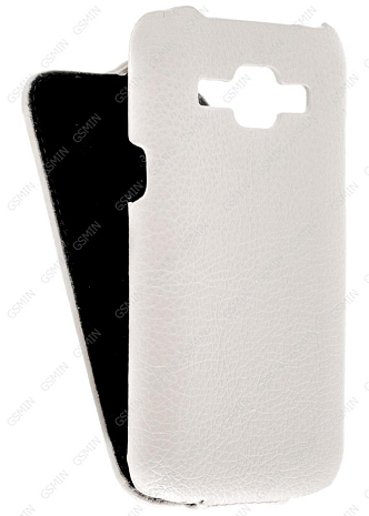 Кожаный чехол для Samsung Galaxy J1 (J100H) Aksberry Protective Flip Case (Белый) (Дизайн 146)