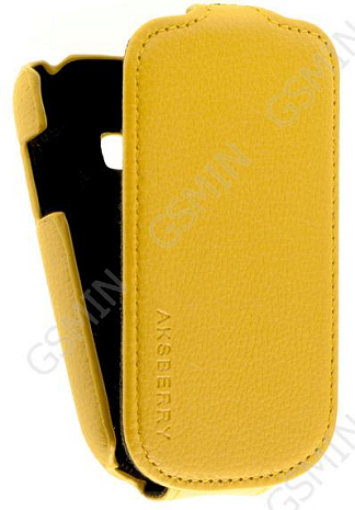 Кожаный чехол для Samsung Galaxy Fame Lite (S6790) Aksberry Protective Flip Case (Желтый)