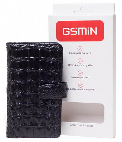 Кожаный чехол клатч для Asus Zenfone 4 ZE554KL GSMIN Crocodile Texture LC (Черный)