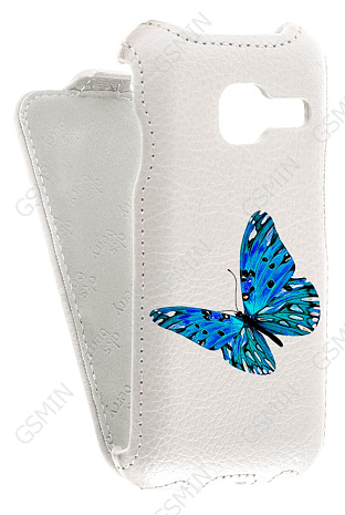 Кожаный чехол для Samsung Galaxy J1 mini (2016) Aksberry Protective Flip Case (Белый) (Дизайн 11/11)