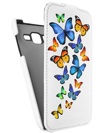 Кожаный чехол для Samsung Galaxy Core Advance (i8580) Armor Case "Full" (Белый) (Дизайн 3/3)