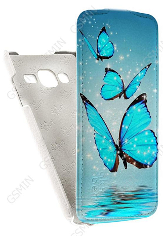 Кожаный чехол для Samsung Galaxy J3 (2016) SM-J320F/DS Aksberry Protective Flip Case (Белый) (Дизайн 4/4)