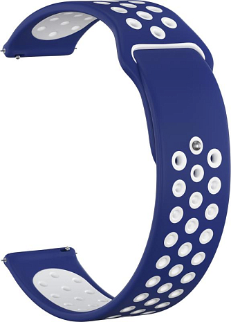Ремешок силиконовый GSMIN Sport Edition 22 для Samsung Gear S3 Frontier / Classic / Galaxy Watch (46 mm) (Сине-белый)