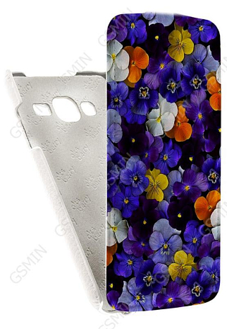 Кожаный чехол для Samsung Galaxy J3 (2016) SM-J320F/DS Aksberry Protective Flip Case (Белый) (Дизайн 145)