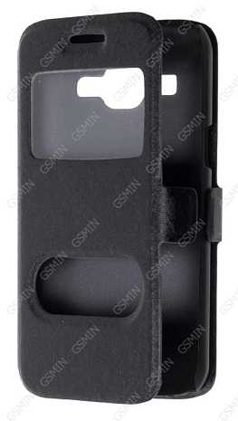 Чехол-книжка с магнитной застежкой для Samsung Galaxy J1 (J100H) с окном (Черный)