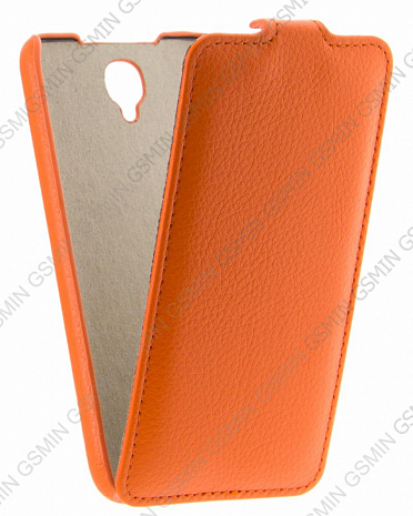 Кожаный чехол для Alcatel One Touch Idol 2 6037 Art Case (Оранжевый)