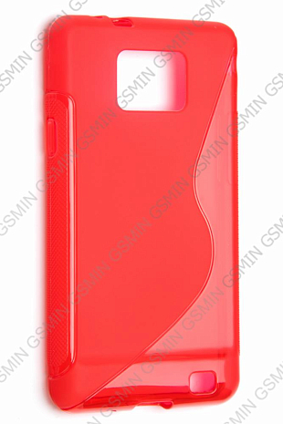 Чехол силиконовый для Samsung Galaxy S2 Plus (i9105) S-Line TPU (Красный)