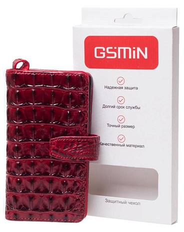Кожаный чехол клатч для Asus Zenfone 4 Selfie ZD553KL GSMIN Crocodile Texture LC (Красный)