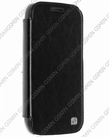 Кожаный чехол для Samsung Galaxy K Zoom (C1158) Hoco Crystal Series View Leather Case (Черный)