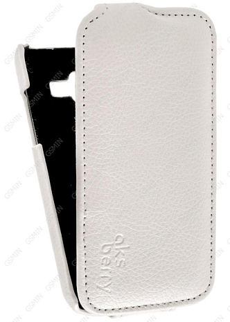 Кожаный чехол для Samsung Galaxy J1 (J100H) Aksberry Protective Flip Case (Белый)