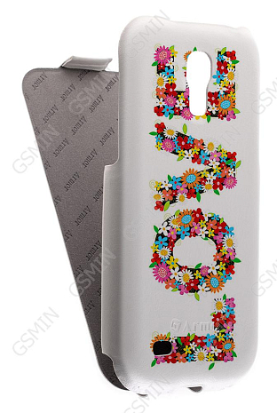 Кожаный чехол для Samsung Galaxy S4 Mini (i9190) Armor Case "Slim" Vintage (Белый) (Дизайн 14/14)