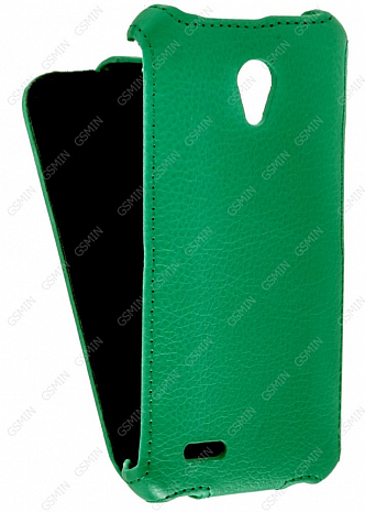 Кожаный чехол для Alcatel OneTouch Go Play 7048X Aksberry Protective Flip Case (Зеленый)