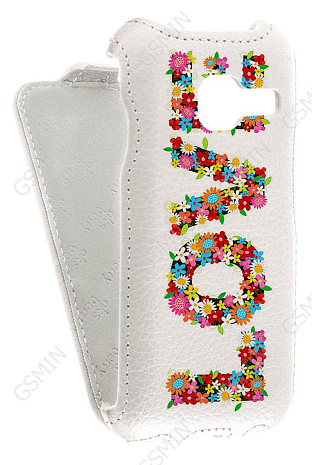 Кожаный чехол для Samsung Galaxy J1 mini (2016) Aksberry Protective Flip Case (Белый) (Дизайн 14/14)