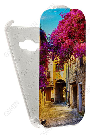 Кожаный чехол для Samsung Galaxy J1 (2016) Aksberry Protective Flip Case (Белый) (Дизайн 83)