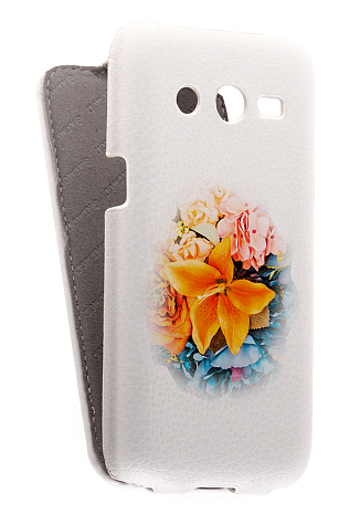 Кожаный чехол для Samsung Galaxy Core LTE (G386F) Armor Case "Full" (Белый) (Дизайн 9/9)