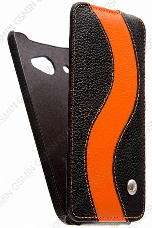    HTC J Butterfly / X920e Melkco Premium Leather Case - Special Edition Jacka Type (Black/Orange LC)