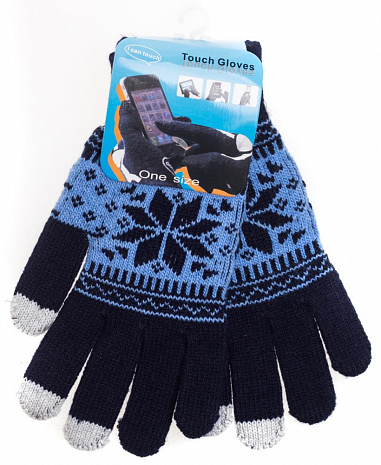 Перчатки Touch Glove для сенсорных (емкостных) экранов "Снежинка" (Темно-синий)