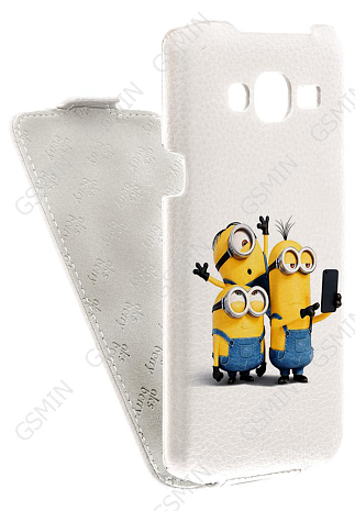 Кожаный чехол для Samsung Galaxy J3 (2016) SM-J320F/DS Aksberry Protective Flip Case (Белый) (Дизайн 10/10)
